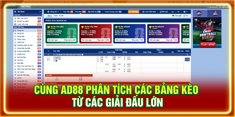 Cùng AD88 phân tích các bảng kèo từ các giải đấu lớn